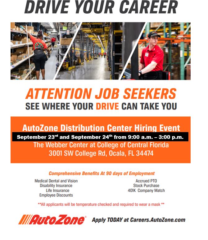 Hiring Event AutoZone Distribution CareerSource Citrus Levy Marion